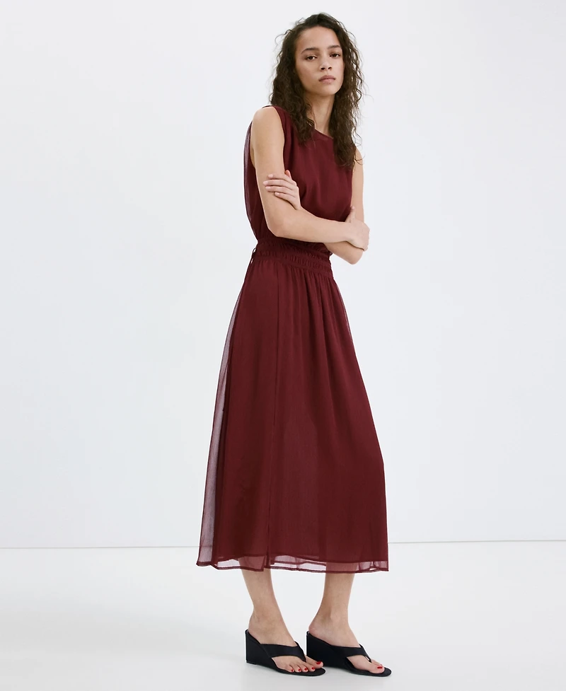 Mango Women's Gathered Waist Flowy Dress