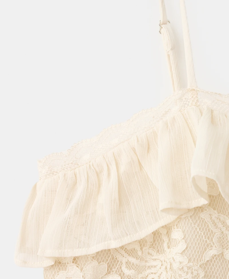 Mango Women's Wrinkled Effect Lace Dress