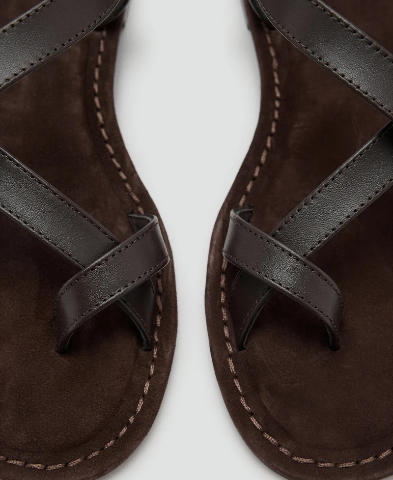 Mango Women's Straps Leather Sandals