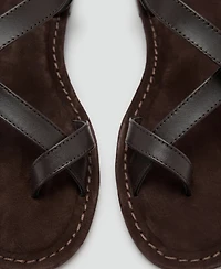 Mango Women's Straps Leather Sandals