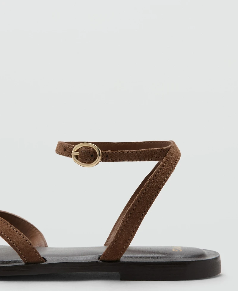 Mango Women's Crossed Straps Leather Sandals