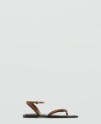Mango Women's Crossed Straps Leather Sandals