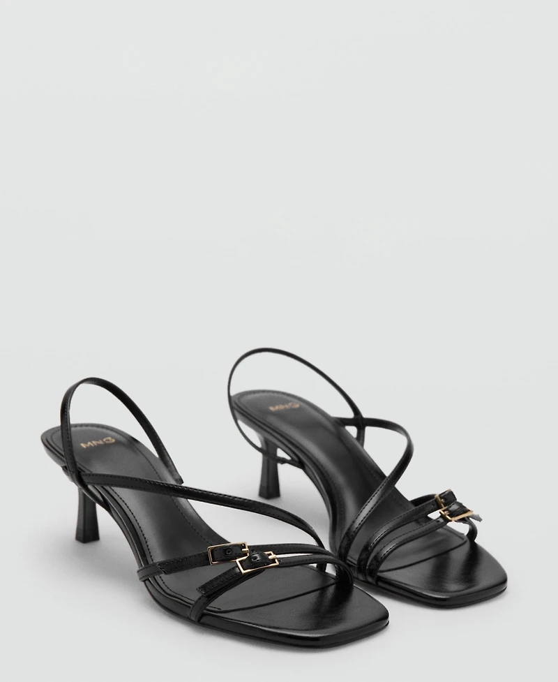 Mango Women's Straps Kitten Heel Sandals