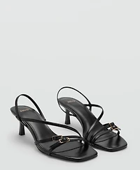 Mango Women's Straps Kitten Heel Sandals