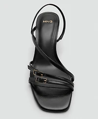 Mango Women's Straps Kitten Heel Sandals