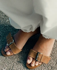 Mango Women's Buckle Leather Heeled Sandals