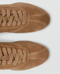 Mango Women's Contrasting Panel Leather Sneakers