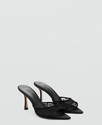 Mango Women's Lace Heeled Sandals