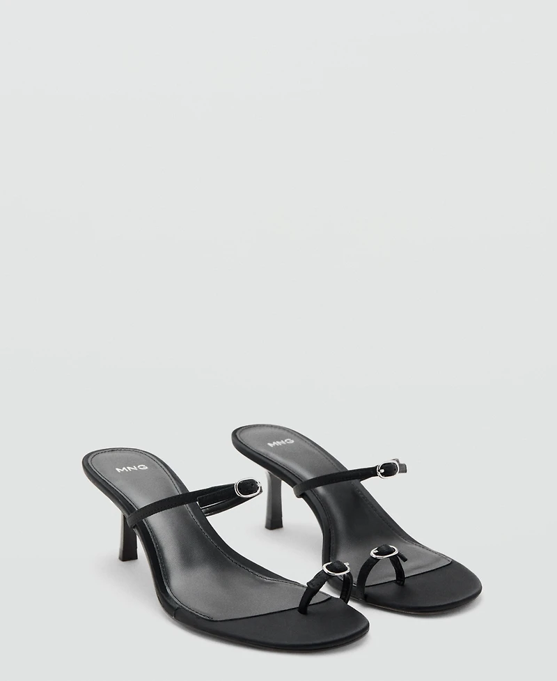 Mango Women's Satin Straps Heeled Sandals