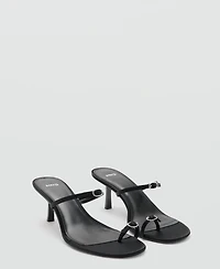 Mango Women's Satin Straps Heeled Sandals