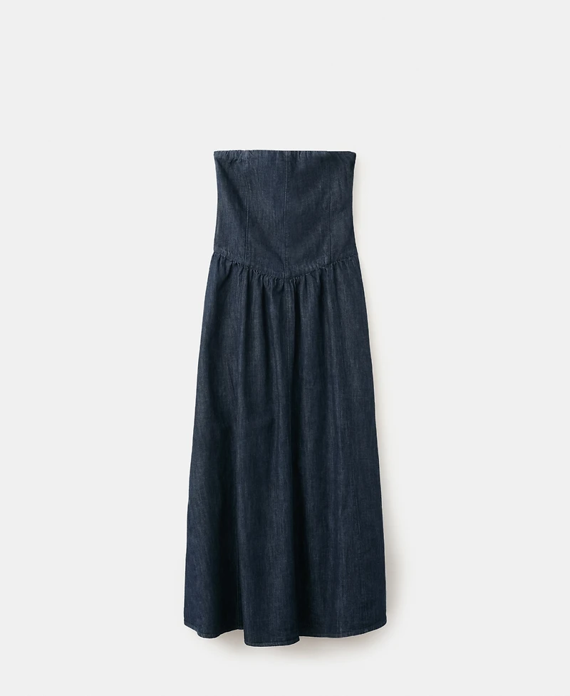 Mango Women's Strapless Denim Dress