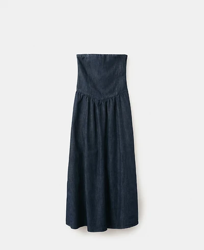 Mango Women's Strapless Denim Dress