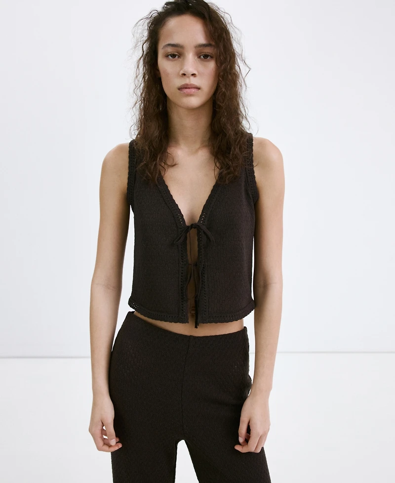 Mango Women's Bow Tie Waistcoat Top
