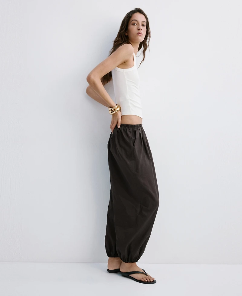 Mango Women's Baggy Cotton Pants
