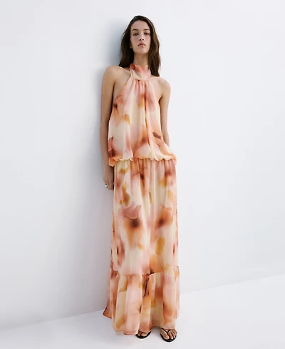 Mango Women's Halter-Neck Printed Dress