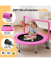 Bcan SP1 36 inch Astm Certified Toddler Trampoline Indoor Mini Trampoline with Foam Handle Safety Cover Easy Assembly for Kids
