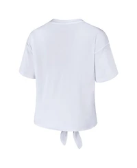 Wear by Erin Andrews Women's White New York Jets Front Tie Retro T-Shirt