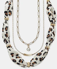 On 34th Leopard Scarf Three-Row Layered Necklace, Macy's Exclusive