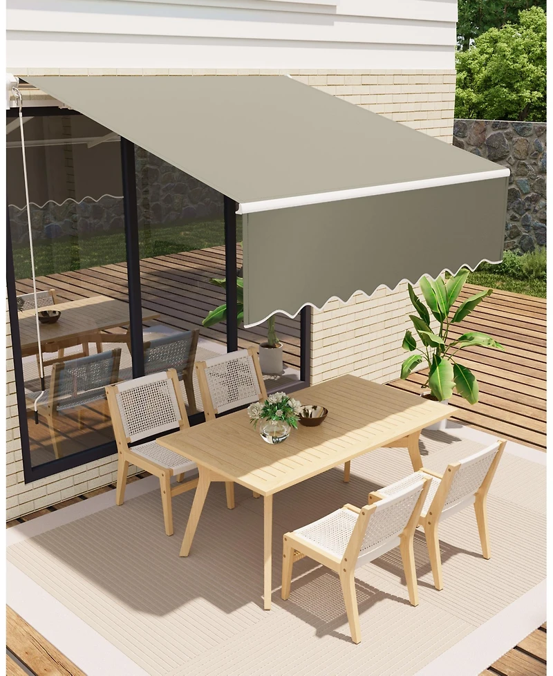 gaomon 10'x8inches Retractable Waterproof Patio Awning, Sun Shade Awning with Manual Crank Handle,