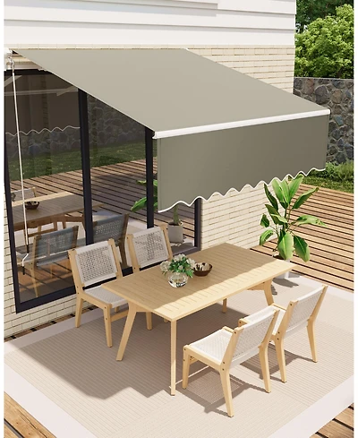gaomon 10'x8inches Retractable Waterproof Patio Awning, Sun Shade Awning with Manual Crank Handle,