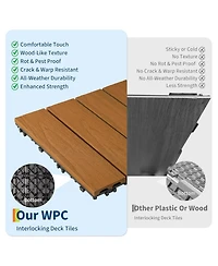 gaomon All-Weather Plastic Wood-Grain Composite Interlock Deck Tiles Flooring