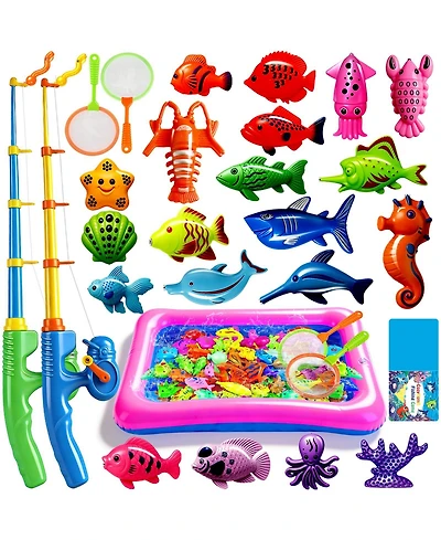 Gnuadz 20 Fishes Fishing Game Set Water Table Bath Toy Kids Outdoor Indoor Play