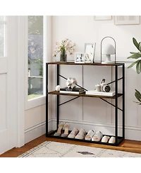Slickblue Entryway Console Table with Metal Frame and Storage Shelves