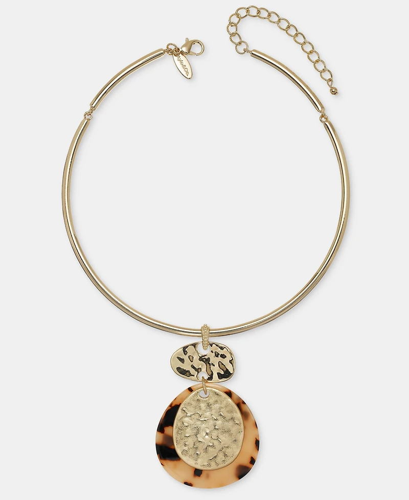 Style & Co Tortoise-Shell Disc Collar Pendant Necklace, Macy's Exclusive
