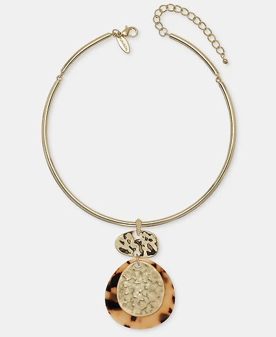 Style & Co Tortoise-Shell Disc Collar Pendant Necklace, Macy's Exclusive
