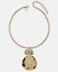 Style & Co Tortoise-Shell Disc Collar Pendant Necklace, Macy's Exclusive