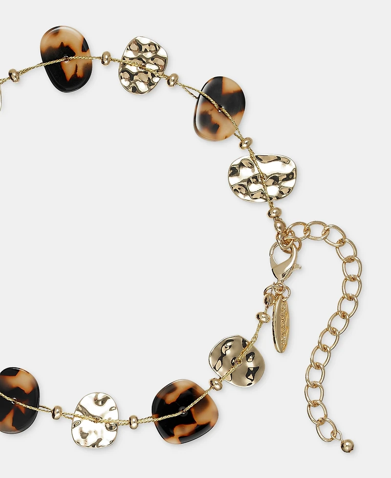 Style & Co Tortoise-Shell and Gold-Tone Disc Long Necklace, Macy's Exclusive