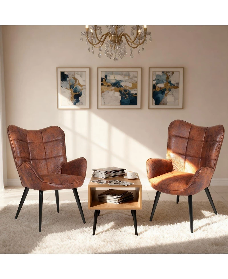 homfan Mid-Century Modern Upholstered Dining Chairs with Back Support and Metal Legs, Accent for Kitchen, Room, Living Room
