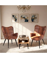 homfan Mid-Century Modern Upholstered Dining Chairs with Back Support and Metal Legs, Accent for Kitchen, Room, Living Room