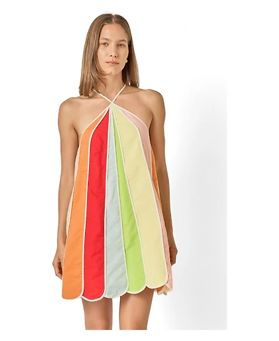 English Factory Women's Linen Umbrella Mini Dress