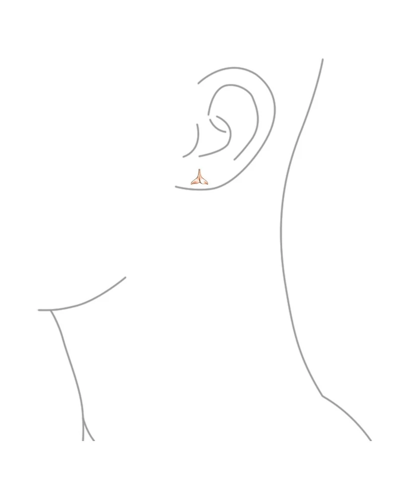 Bling Jewelry Nautical Mermaid Fin Whale Tail Stud Earrings .925 Sterling Silver Rose Gold Plated