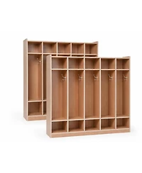 gaomon 2-Piece Set 5-Compartment School Lockers, glazed finish, 10 storage cells, rolling lockers with wheels, equipped with 5 hooks