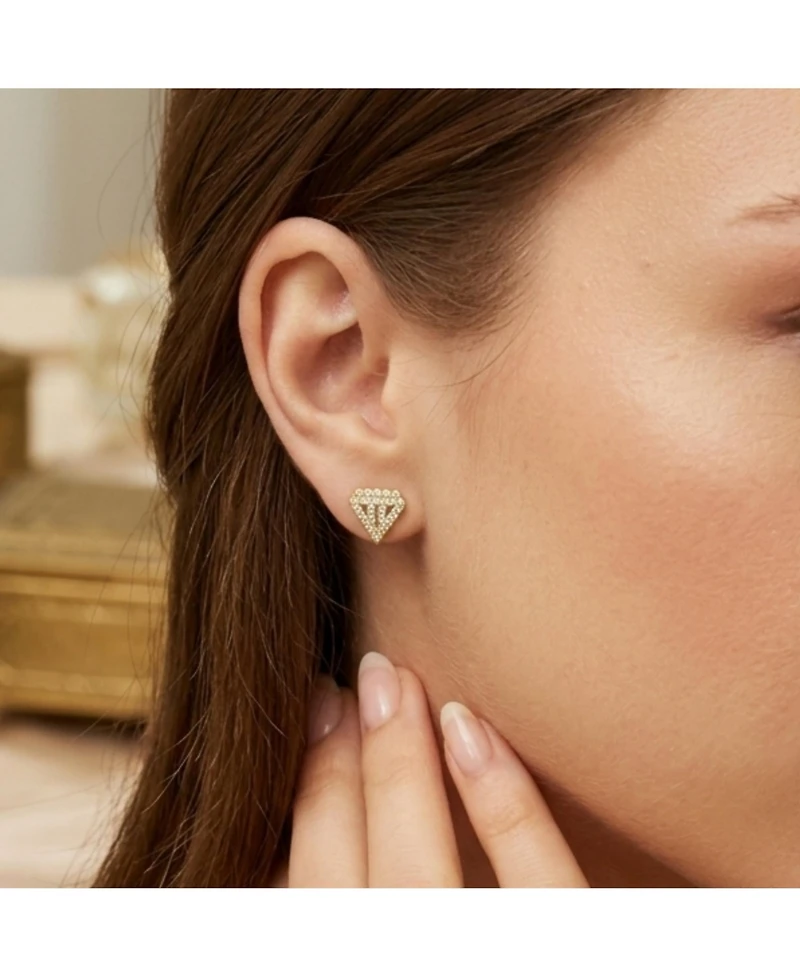 Spero London Sterling Silver Diamond Stud Earring