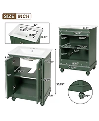 Busdays Modern Bathroom Vanity Cabinet with Ceramic Sink Simple Elegant Design Soft Closing Storage and Adjustable Shelf