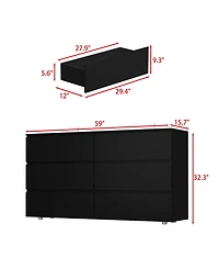 Homsee 6-Drawers Wood Chest of Drawer Cabinet Organizer