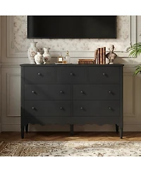 Aheaplus 47" Wooden 7-Drawers Cabinet, Farmhouse Dresser for Badroom