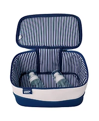 Lands' End Large Makeup Bag Train Case with 2 100 Ml Plastic Travel Bottles, Soft-Sided Cosmetic Travel Bag