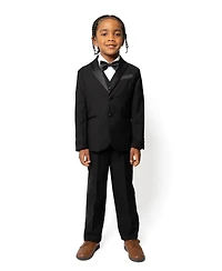 Peanut Butter Collection Toddler Boys Slim Fit 5-Piece Shirt, Bowtie, Jacket, Vest and Pants Tuxedo Set