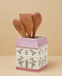 Lenox Spice Village Utensil Crock With Wood Utensils