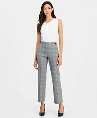 Anne Klein Essentials Petite Check Pull-On Cropped & Ankle Pants
