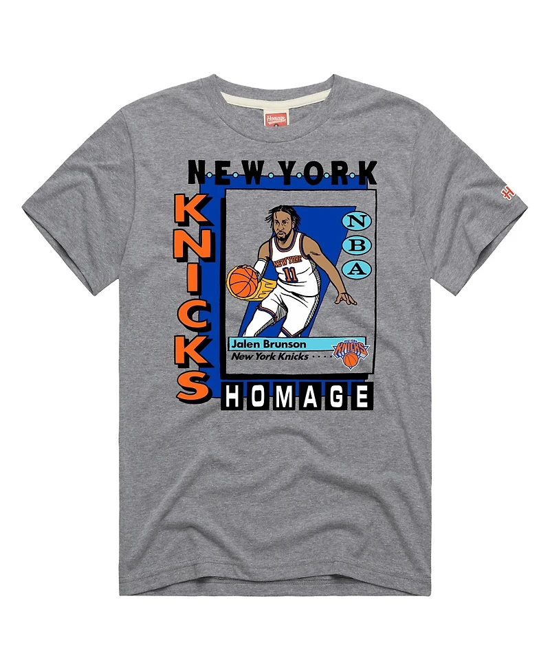 Homage Men's and Women's Jalen Brunson Gray New York Knicks Topps Trading Card Tri-Blend T-Shirt