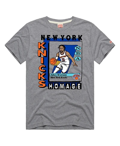 Homage Men's and Women's Jalen Brunson Gray New York Knicks Topps Trading Card Tri-Blend T-Shirt
