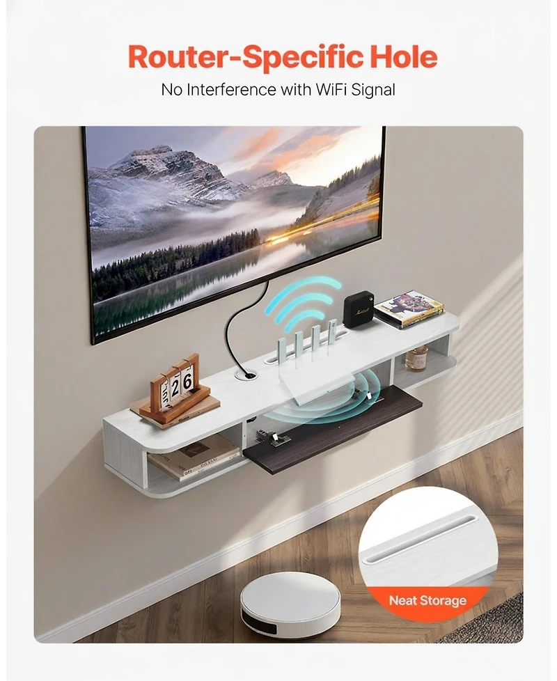 Gouun Floating Tv Stand, Wall Mount Entertainment Center with Cable Hole