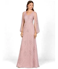 Lara Women's Beaded Cape Sleeve Dress