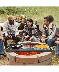 Cozito X-Marks Fire Pit Grill Grate, 32 x 15 inches Rectangle Q235 Steel Cooking Grid with Handle
