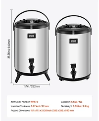 Cozito Insulated Beverage Dispenser, 3.2 Gal 12L Stainless Steel Server, 2 Pack